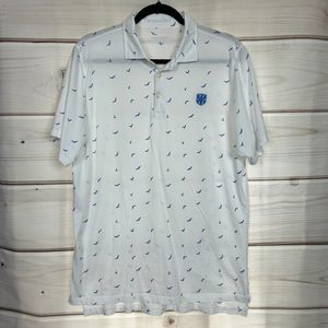 B. Draddy Men's White Blue Boomerang Golf Polo Size M collared